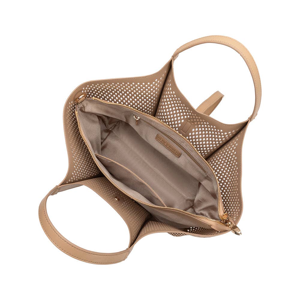 Melie Bianco Malia Laser Cut Vegan Leather Tote Bag - Capri by Sunset & Co.