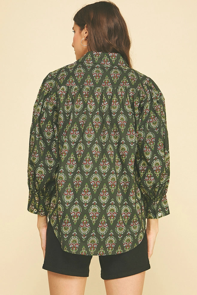 Pinch Geometric Button Down Shirt