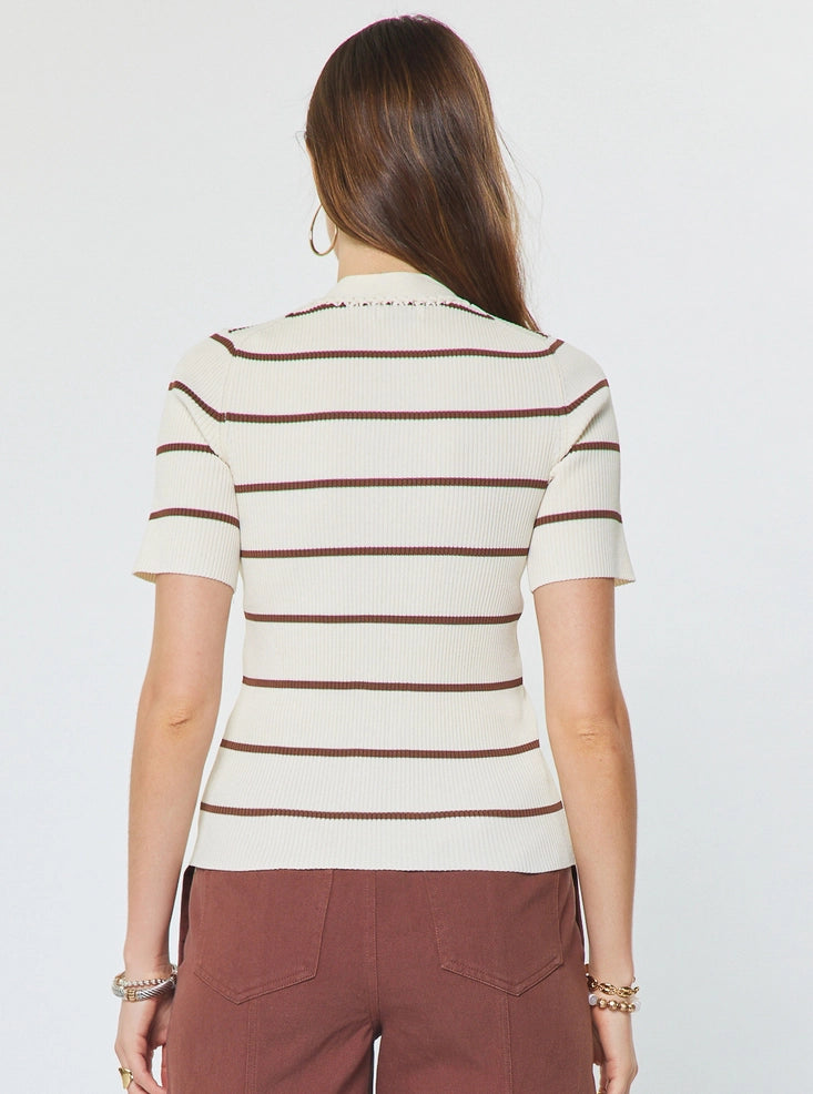 Current Air Braided V-Neck Ribbed Sweater Top