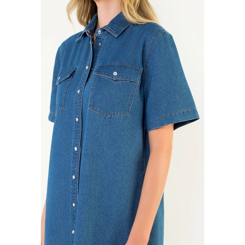 THML Short Sleeve Denim Dress - Capri by Sunset & Co.