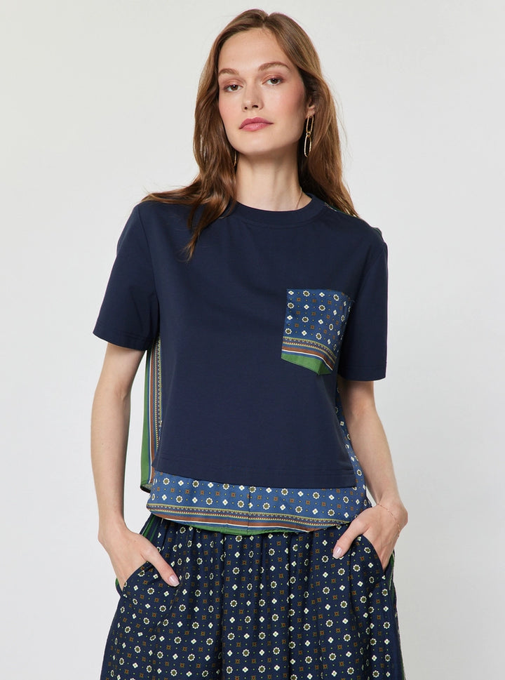 Current Air Cropped Scarf Print Back T-Shirt