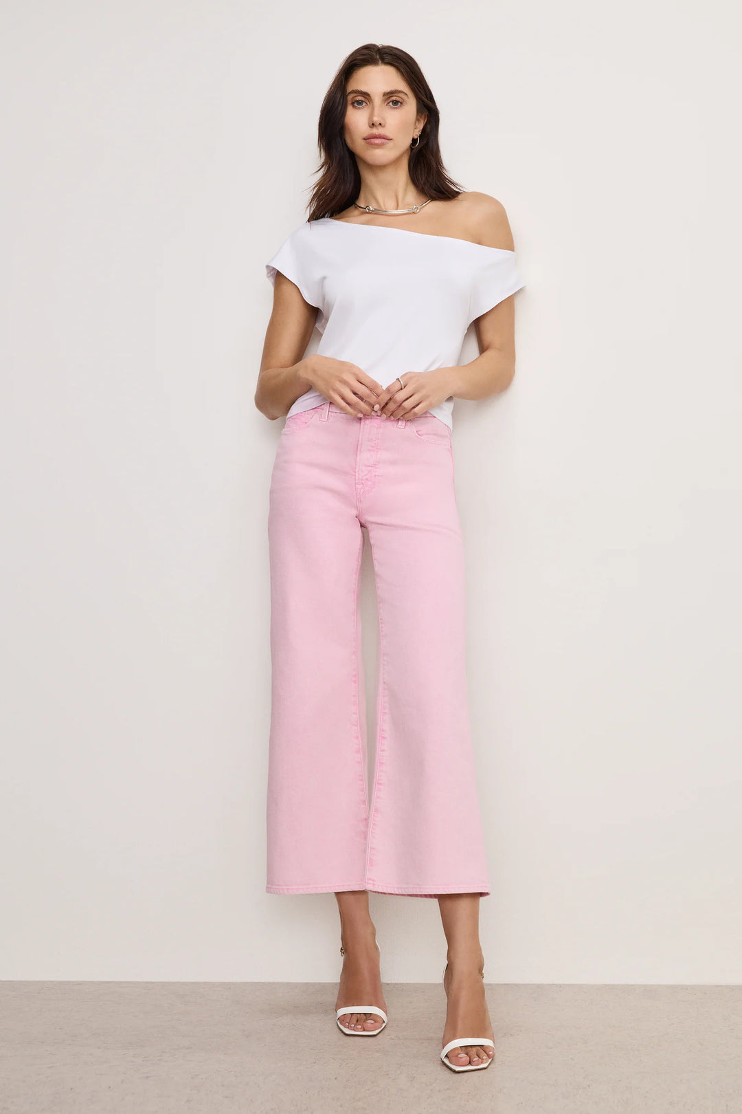 Good American Good Waist Cropped Palazzo Jeans - Capri by Sunset & Co.