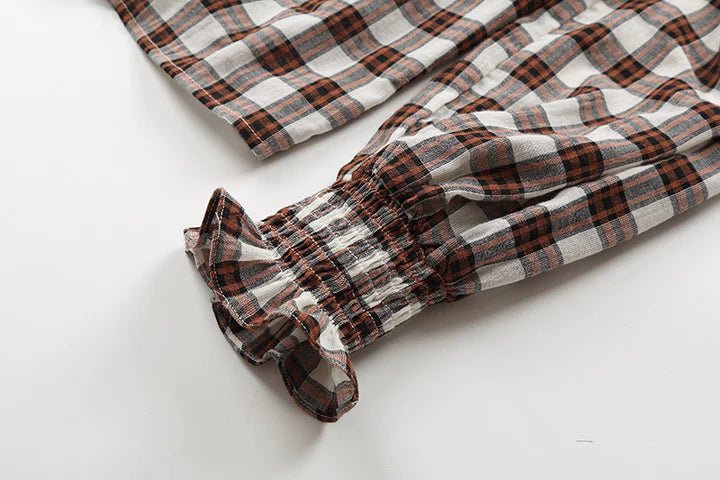 The Shirt The Long Sleeve Nicole Shirt - Brown Plaid - Capri by Sunset & Co.