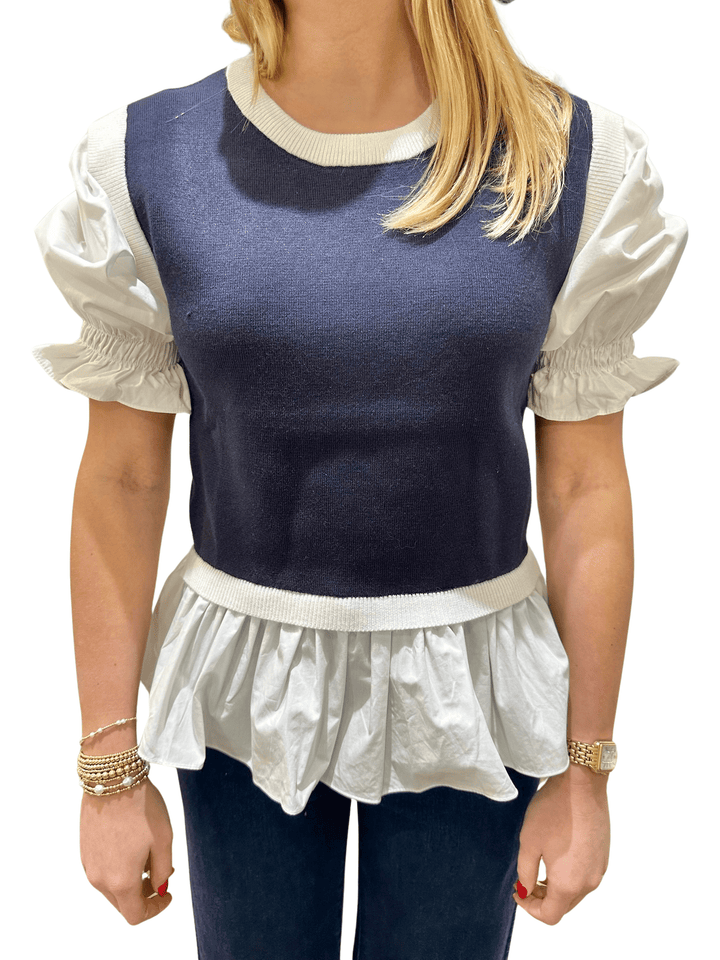 THML Mixed Media Knit Top - Capri by Sunset & Co.