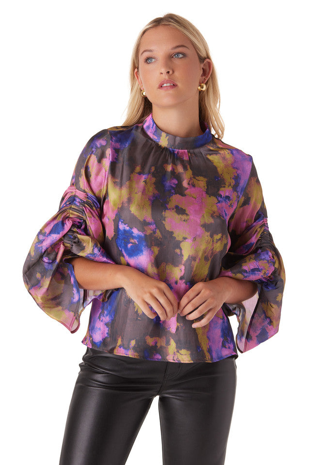 Sibyl Blouse - Blurred Floral Moody