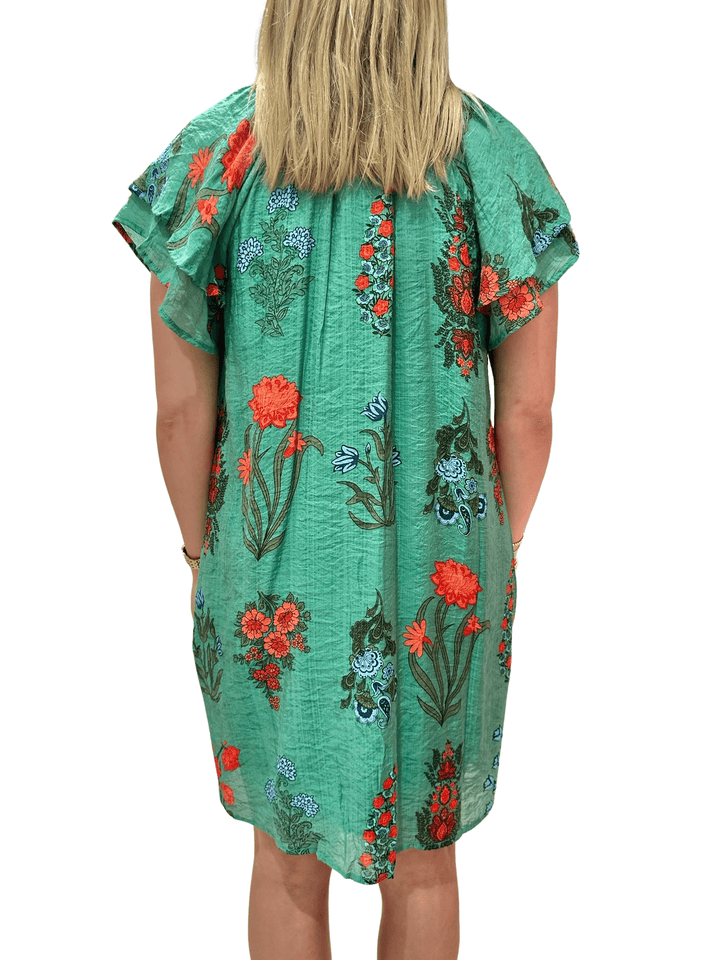 THML Flutter Sleeve Mini Dress - Capri by Sunset & Co.