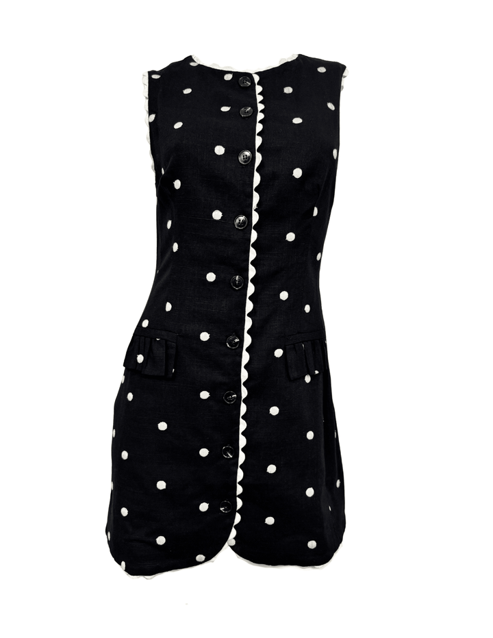 En Saison Heather Embroidered Polka Dot Mini Dress - Capri by Sunset & Co.