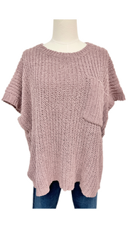 Knit Short Sleeve Sweater Top - Mauve