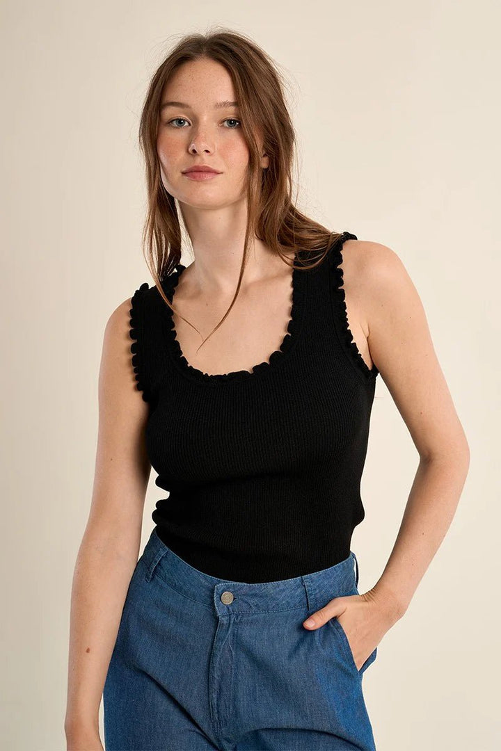 Molly Bracken Knitted Ruffle Tank Top - Capri by Sunset & Co.