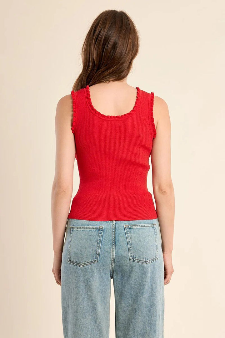 Molly Bracken Knitted Ruffle Tank Top - Capri by Sunset & Co.