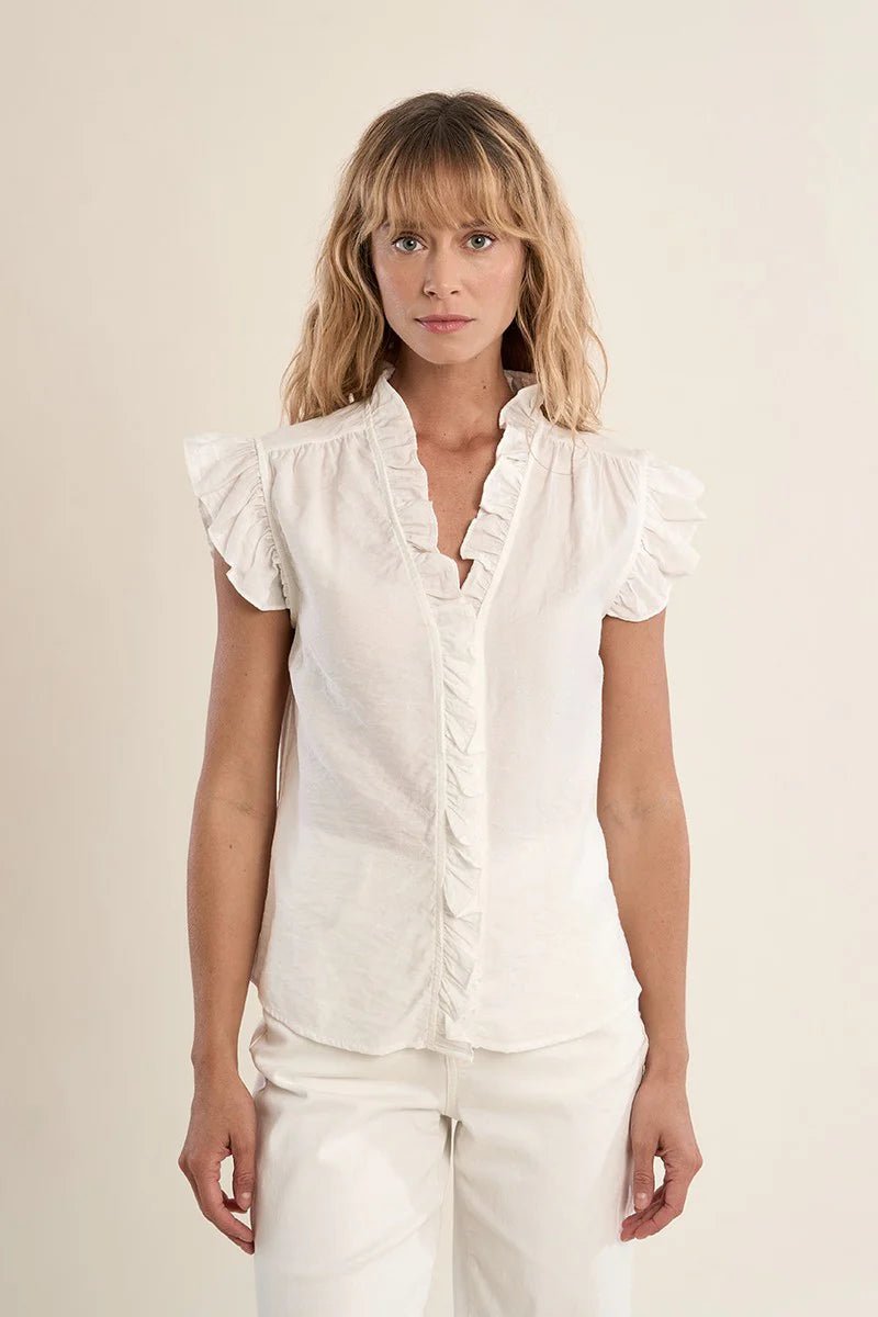 Molly Bracken Ruffle Blouse - Capri by Sunset & Co.