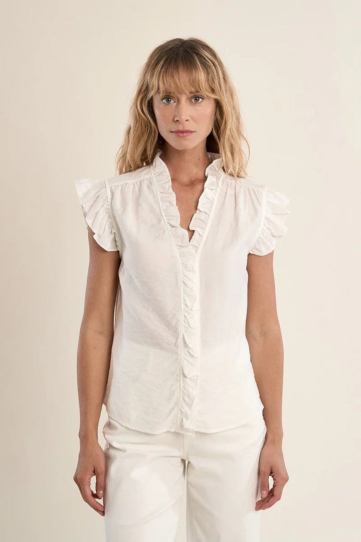 Molly Bracken Ruffle Blouse - Capri by Sunset & Co.