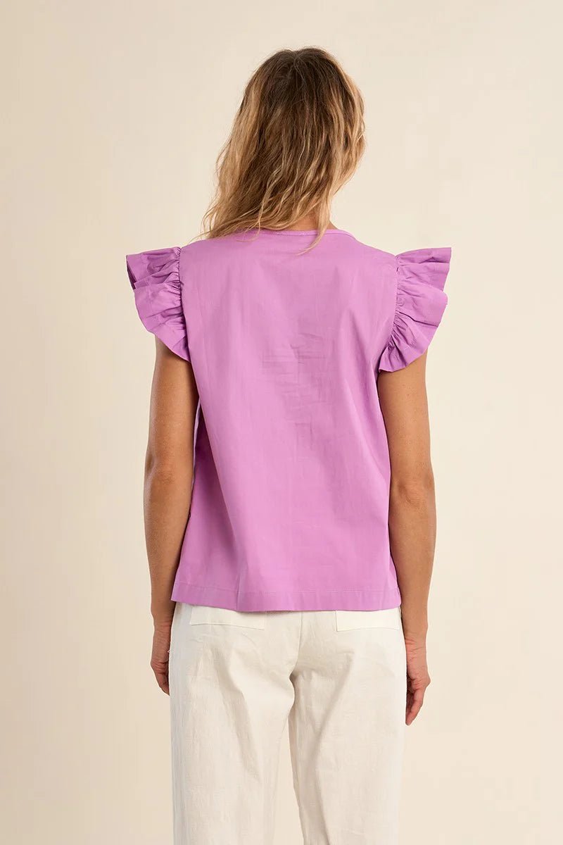 Molly Bracken Flutter Sleeve Top - Capri by Sunset & Co.