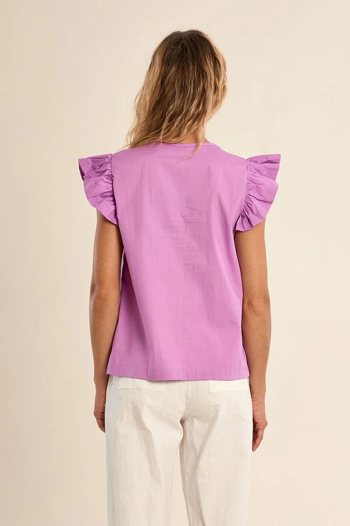 Molly Bracken Flutter Sleeve Top - Capri by Sunset & Co.