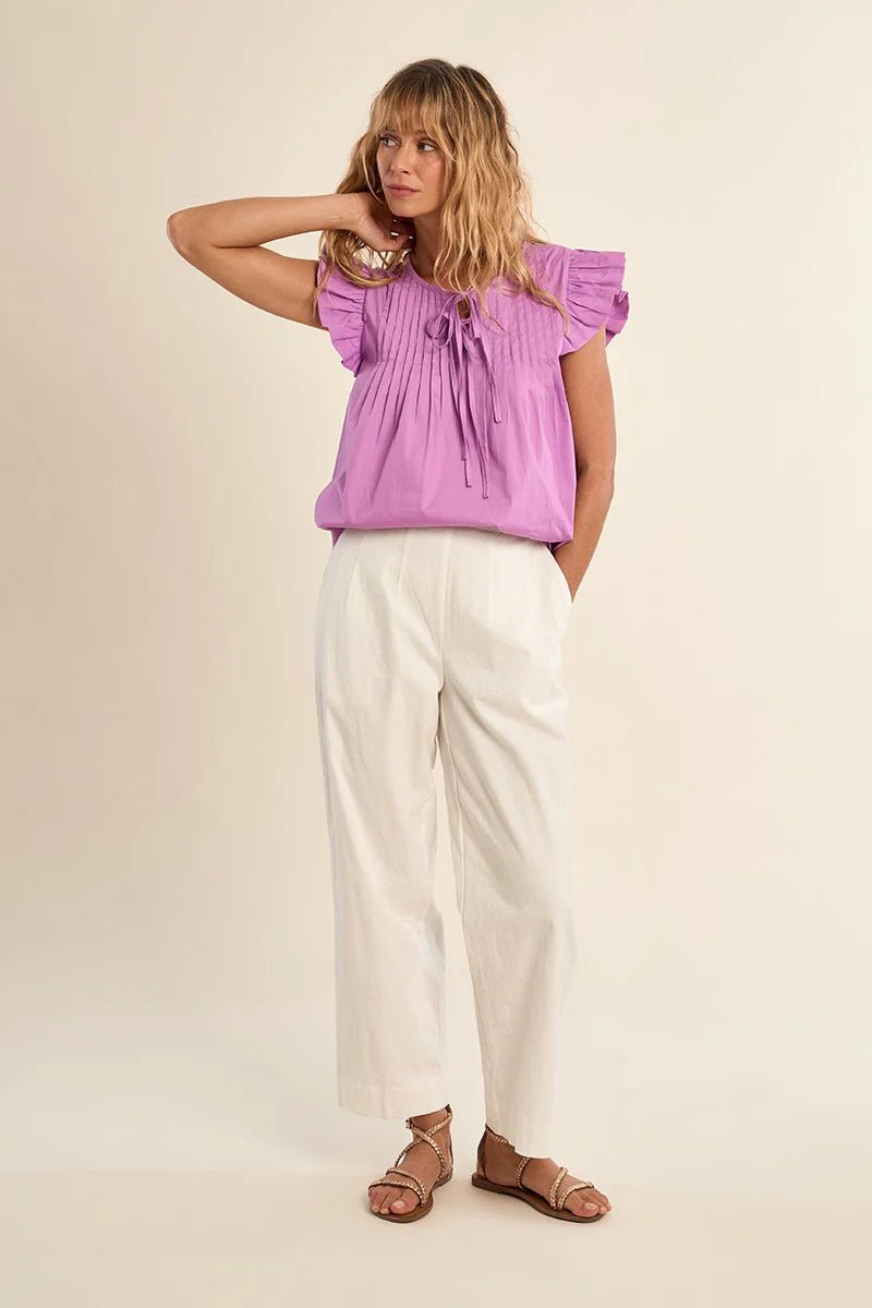 Molly Bracken Flutter Sleeve Top - Capri by Sunset & Co.