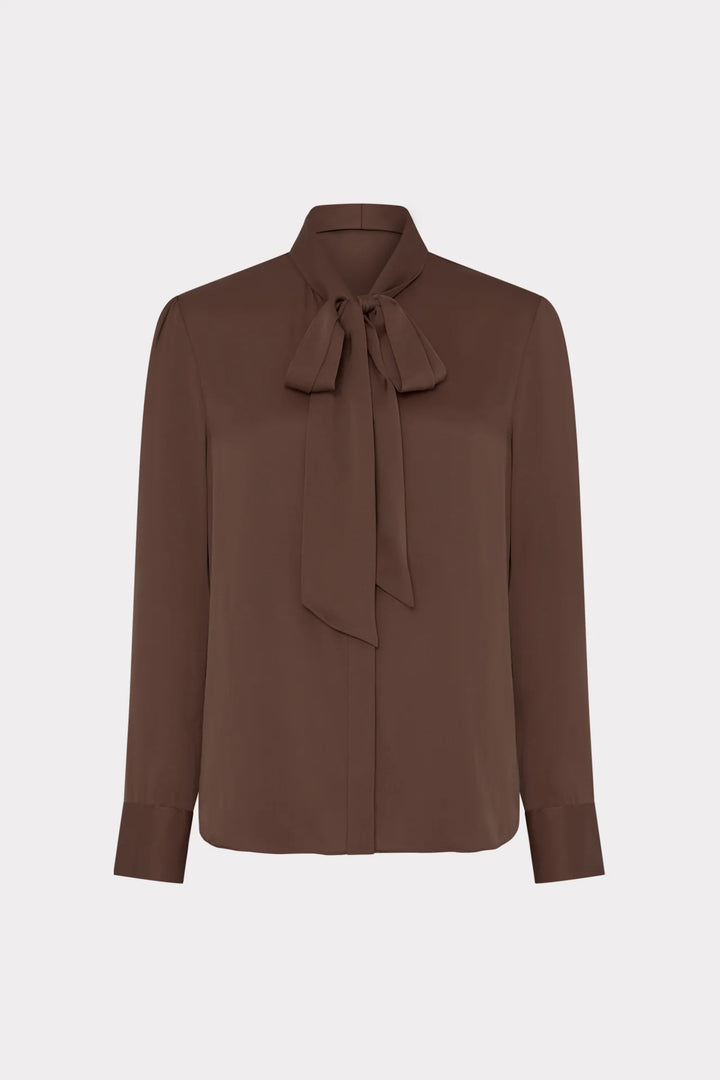 Milly Tie Neck Silk Blouse - Capri by Sunset & Co.