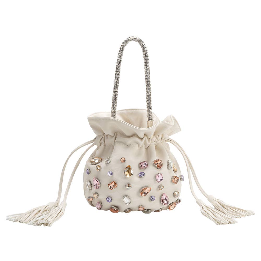 Melie Bianco Starla Vegan Leather Jewel Top Handle Bag - Capri by Sunset & Co.