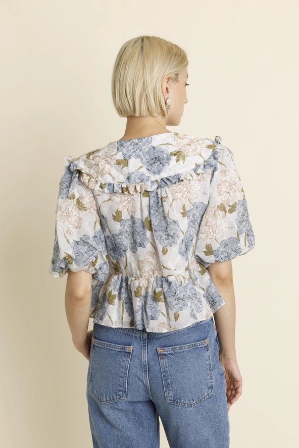 Aureum Oversized Collar Blouse - Capri by Sunset & Co.