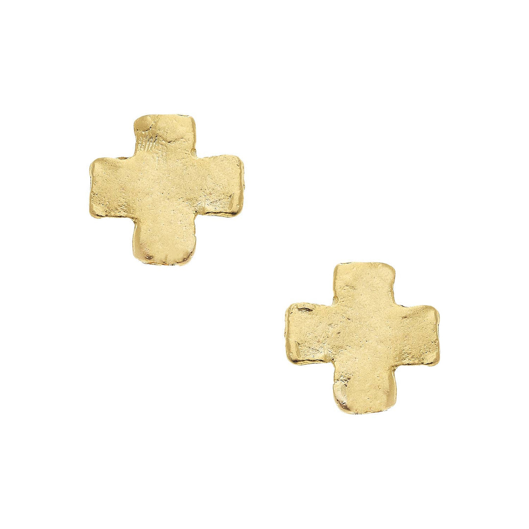 Susan Shaw Mini Gold Square Cross Studs - Capri by Sunset & Co.