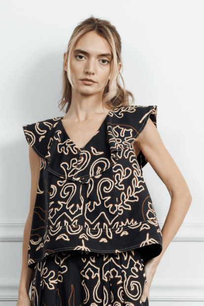 CIEBON Dex Printed Ruffle Top - Capri by Sunset & Co.