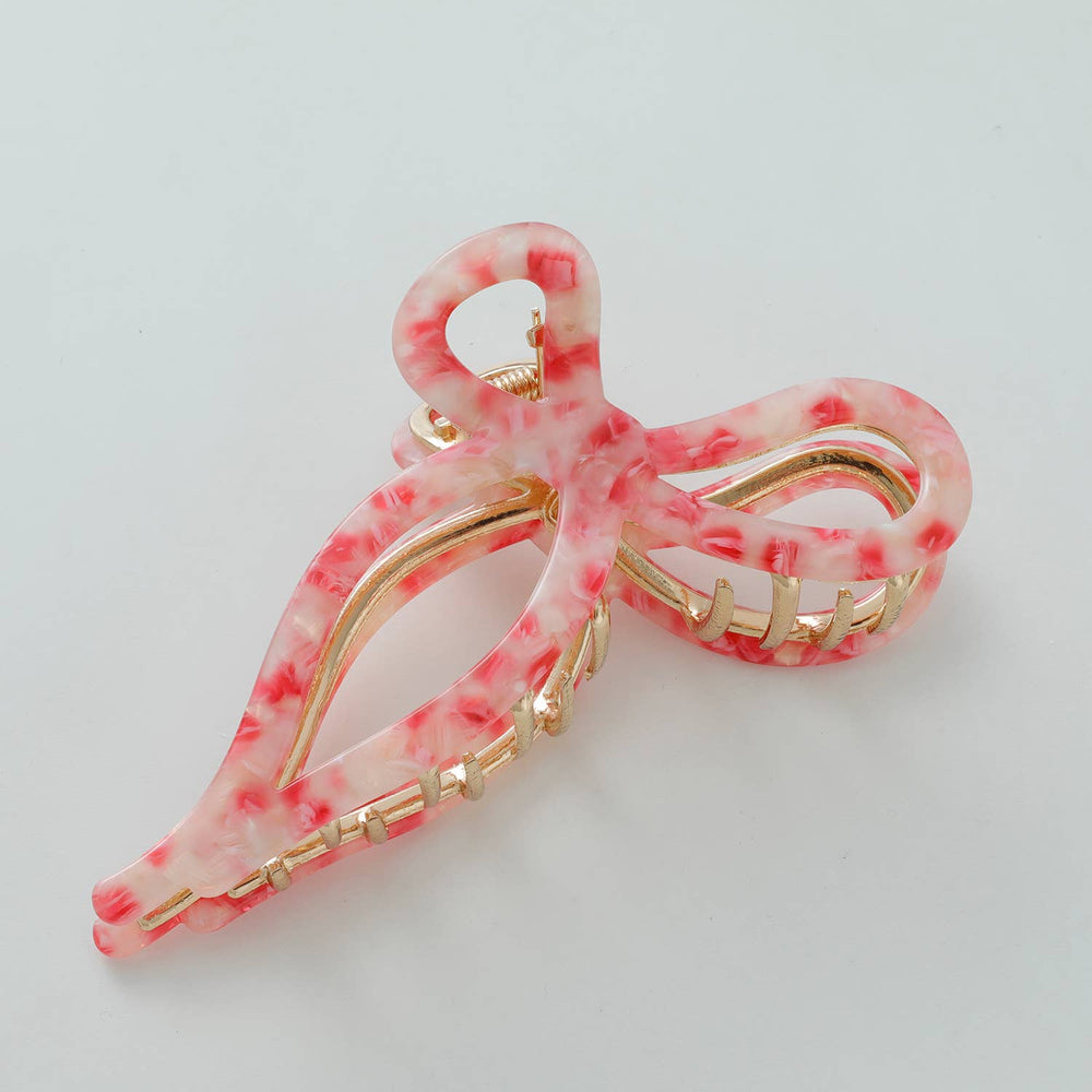 Adorro Sabrina Large Ribbon Metal Bow Claw Clip - Capri by Sunset & Co.