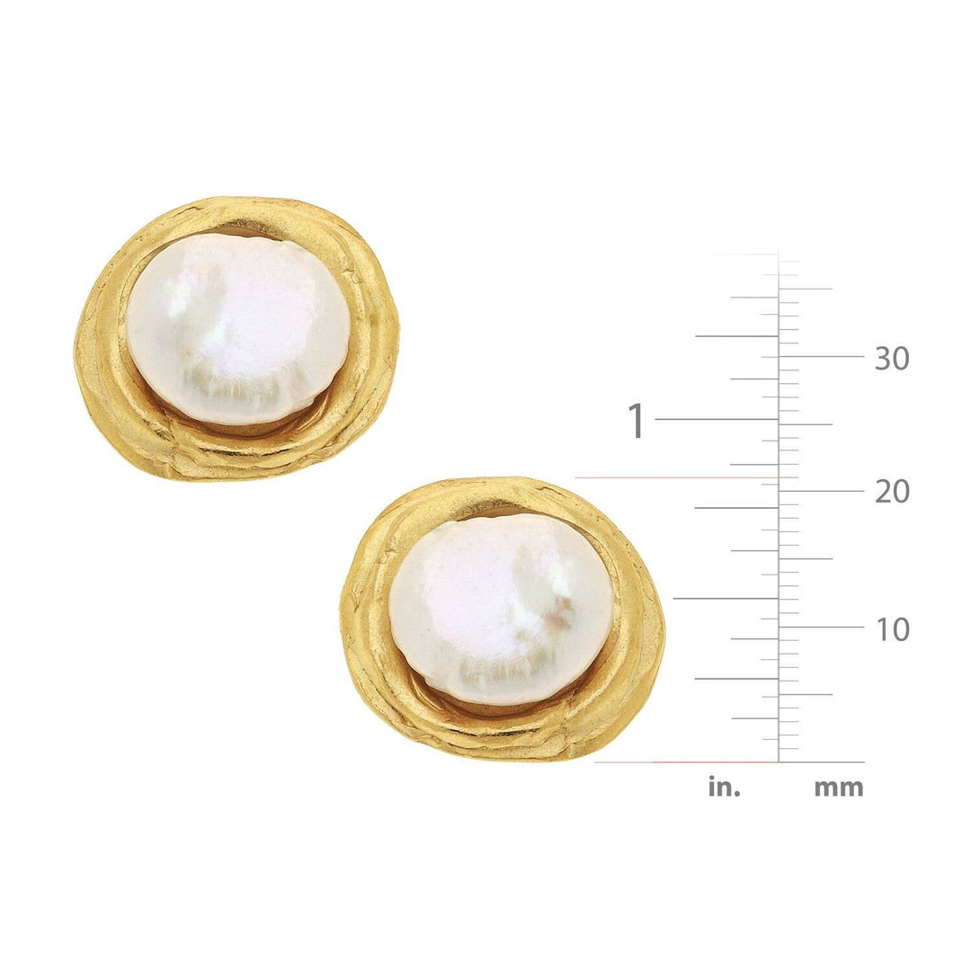 Susan Shaw Gold Pearl Pierced Earrings - Capri by Sunset & Co.