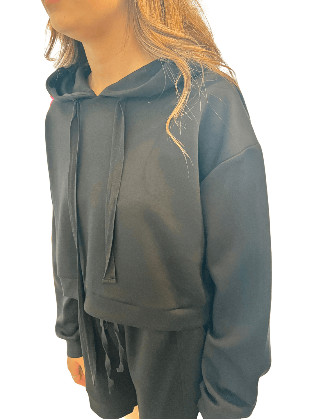 P. Cill Cropped Drawstring Hoodie - Capri by Sunset & Co.