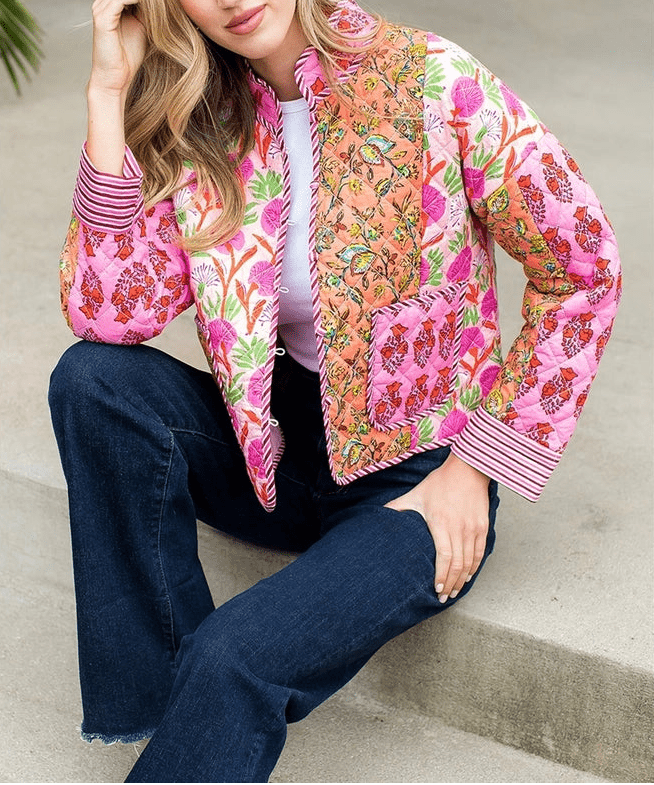 THML Patchwork Quilted Jacket - Capri by Sunset & Co.