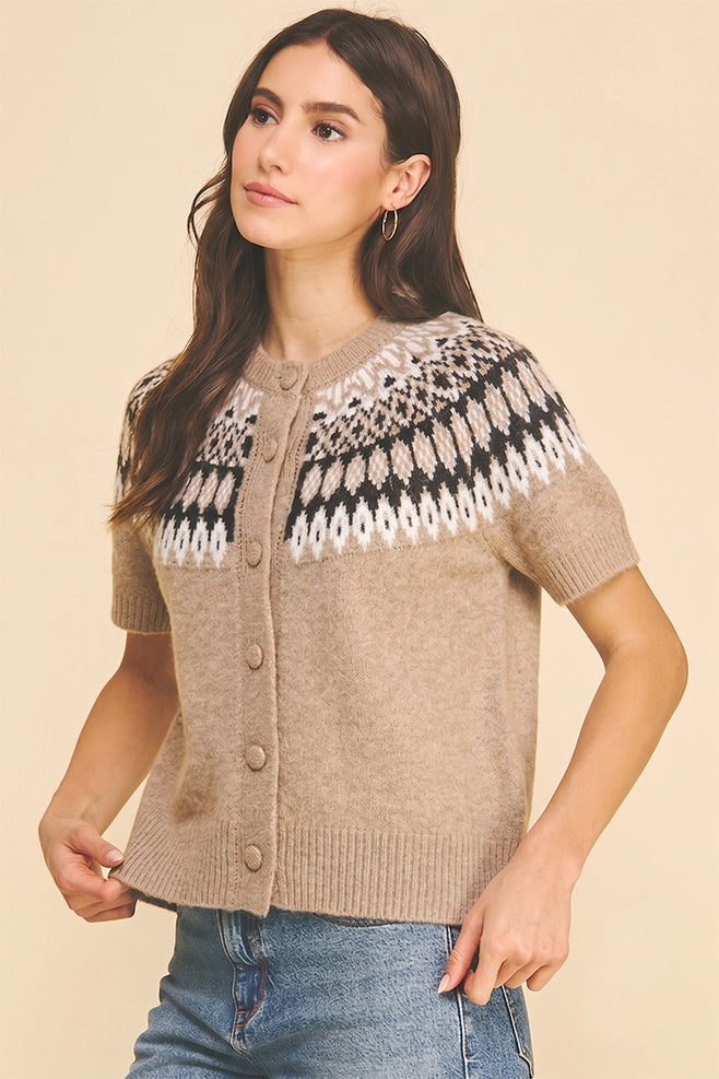 Pinch Nordic Short Sleeve Knit Cardigan