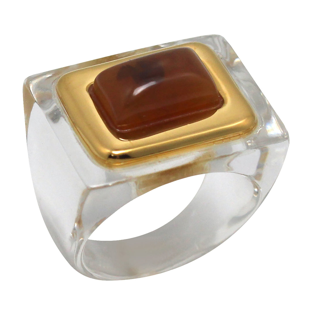 Lucas Jack Small Rectangle Stone Ring - Capri by Sunset & Co.