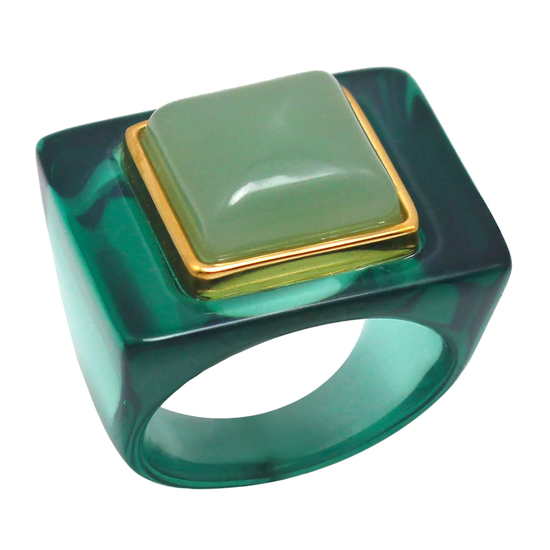 Lucas Jack Large Square Stone Ring - Capri by Sunset & Co.