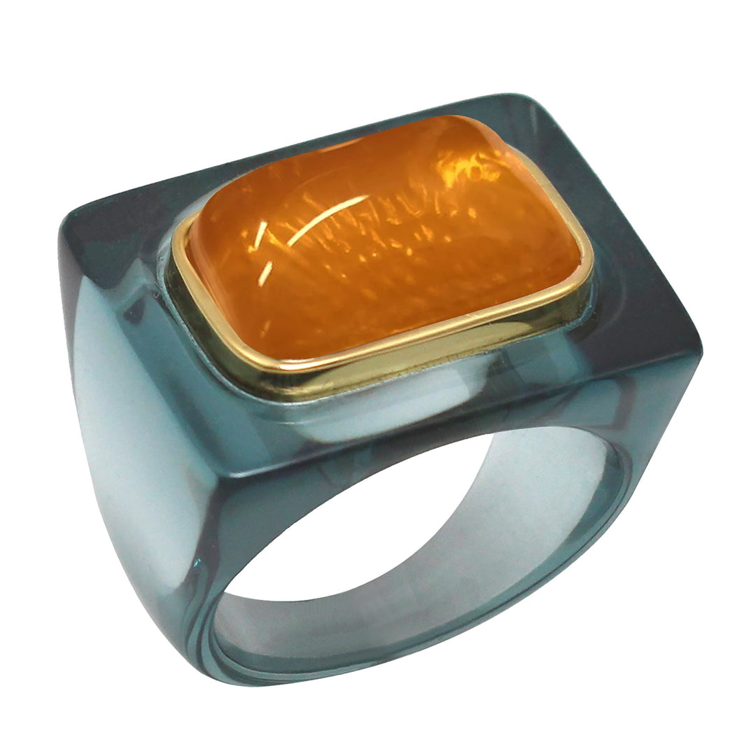 Lucas Jack Large Rectangle Stone Ring - Capri by Sunset & Co.