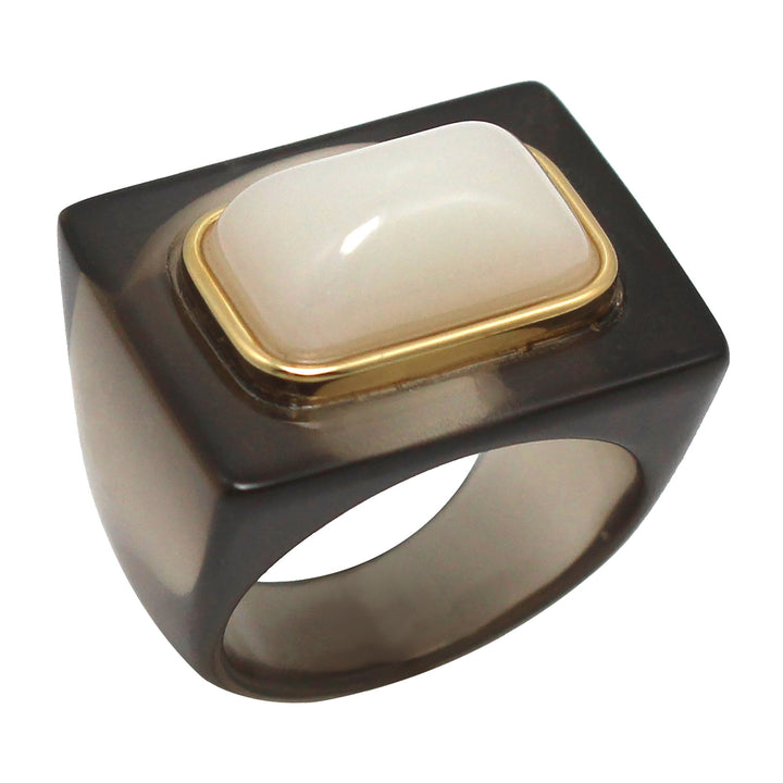 Lucas Jack Large Rectangle Stone Ring - Capri by Sunset & Co.