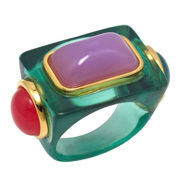 Lucas Jack Large Rectangle 3 - Stone Ring - Capri by Sunset & Co.