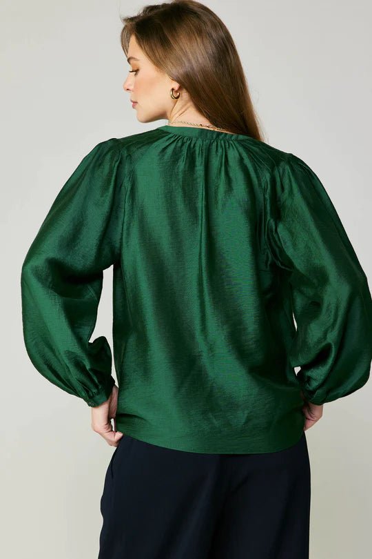 Current Air Lustrous Pleated Shoulder Blouse - Capri by Sunset & Co.