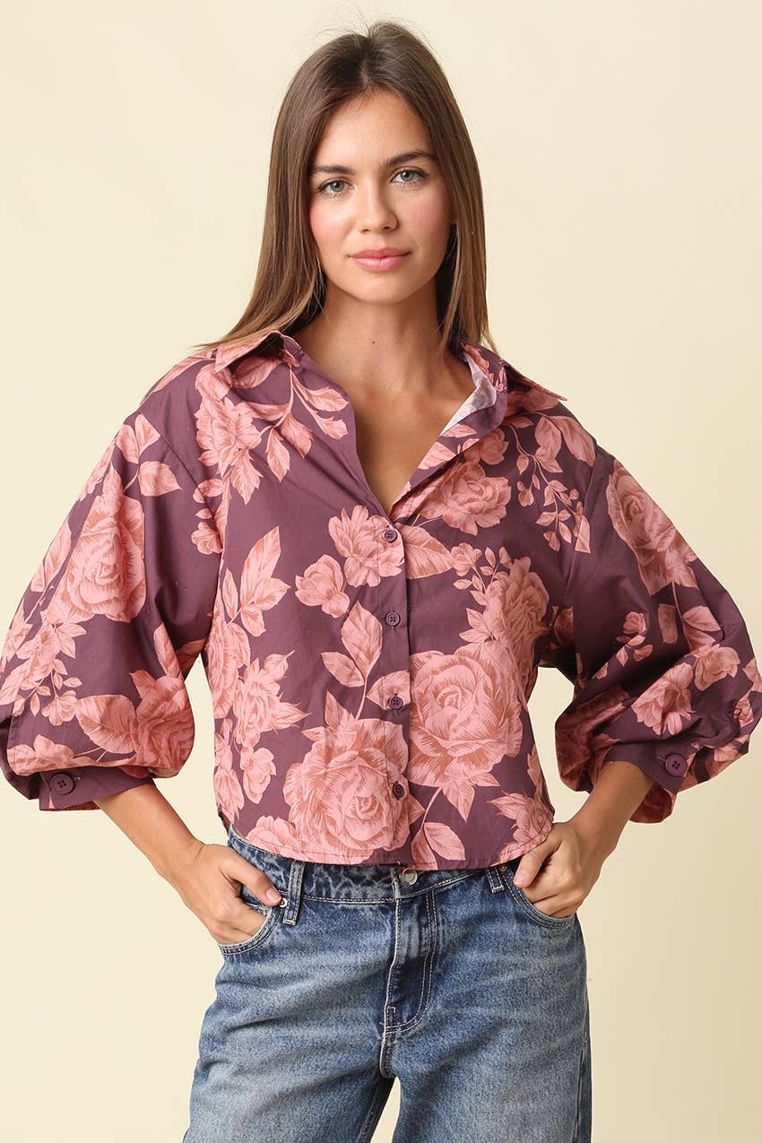 Jennie Floral Balloon Sleeve Blouse