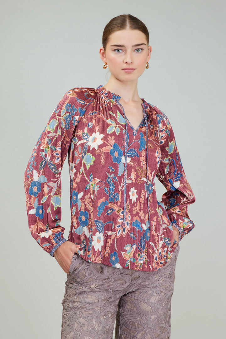 Current Air Botanical Pleated Blouse