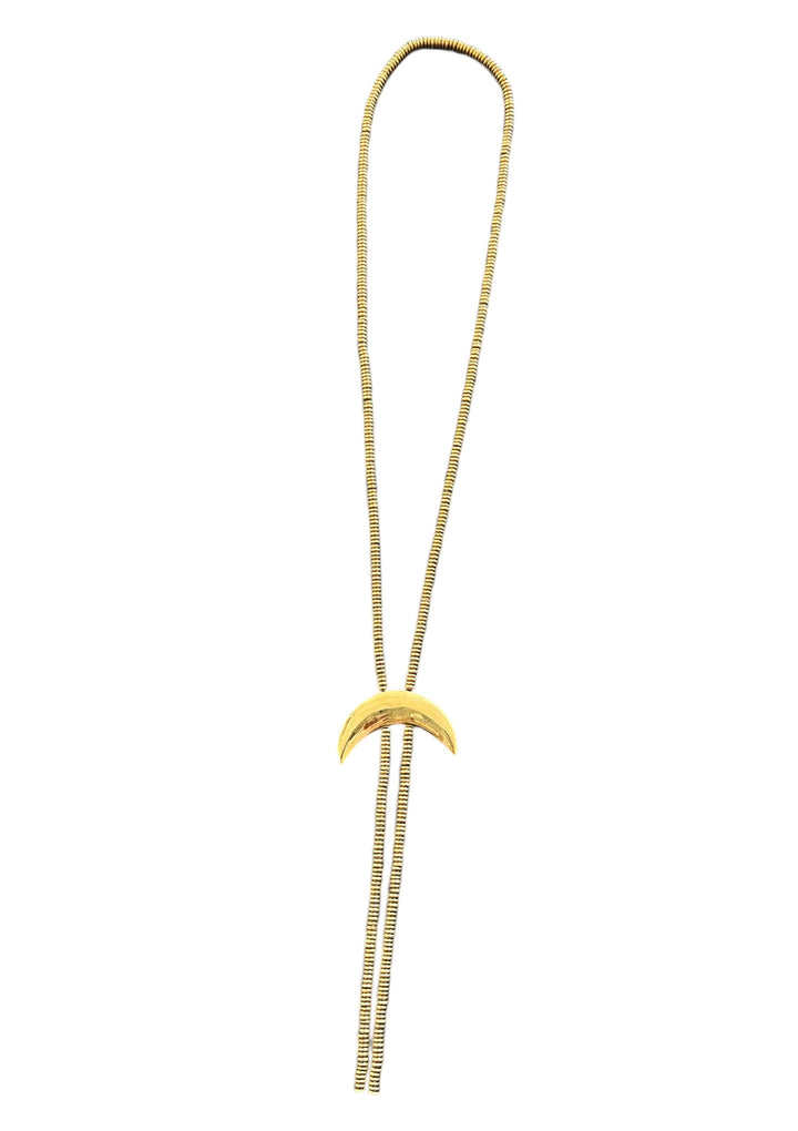 Brass Crescent Moon Bolo Necklace