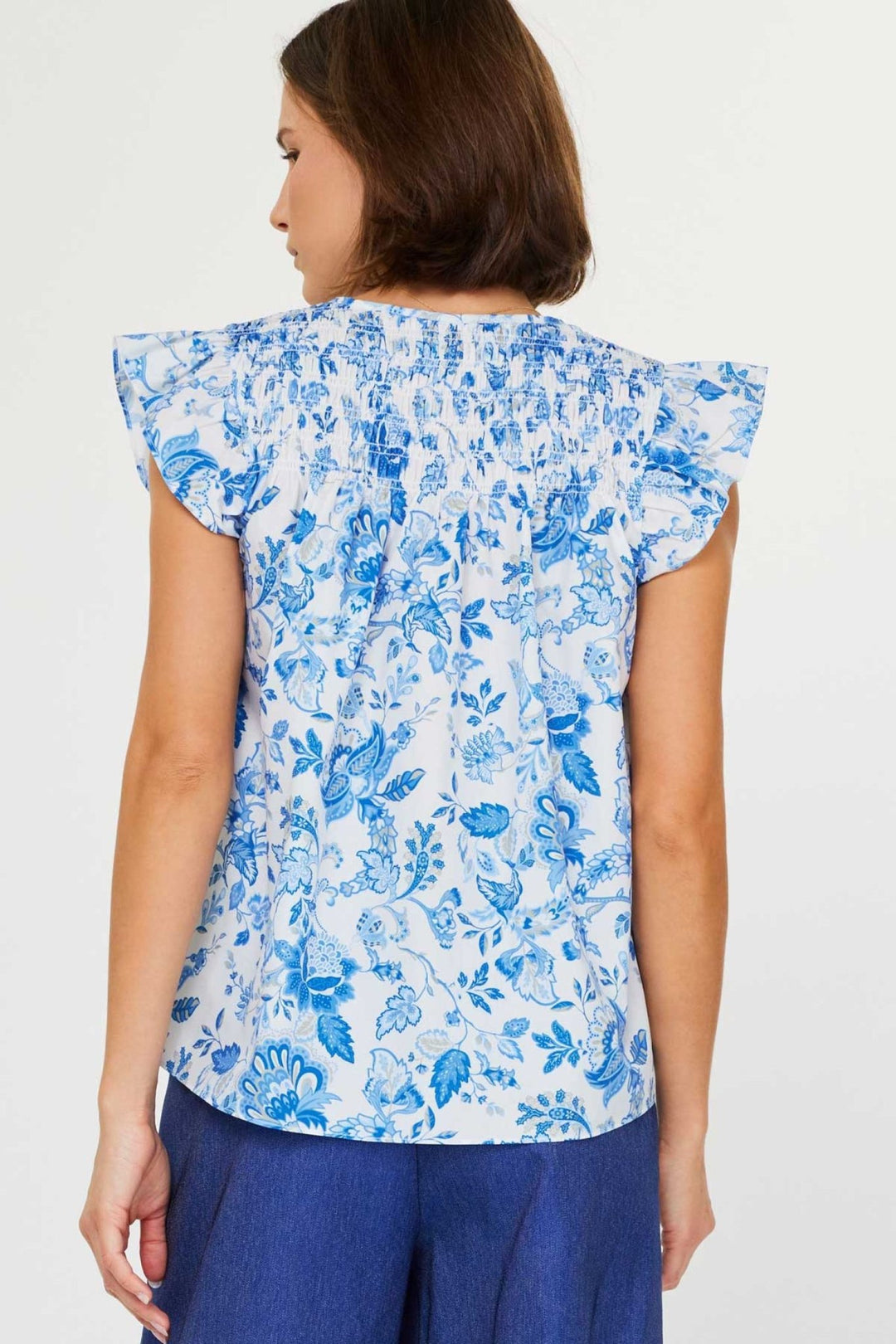 Current Air Flutter Sleeve Blouse - Capri by Sunset & Co.