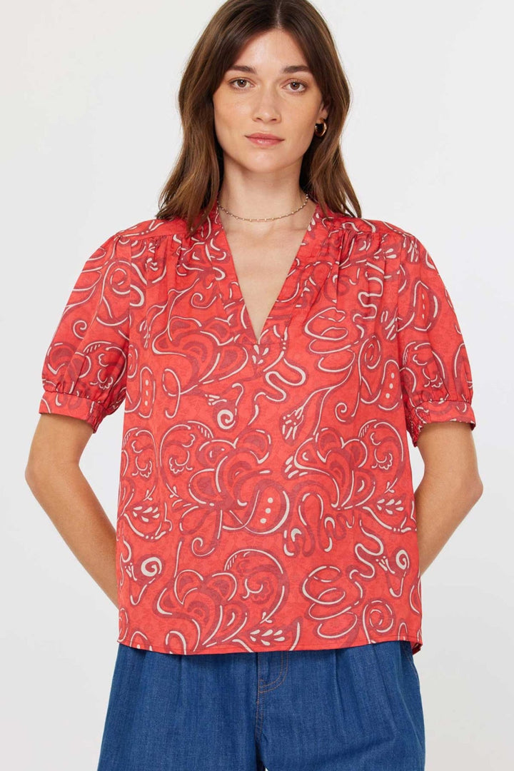 Current Air V - Neck Blouse - Capri by Sunset & Co.