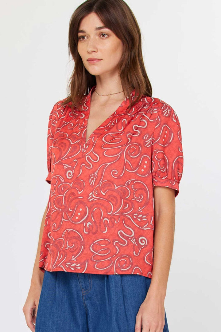 Current Air V - Neck Blouse - Capri by Sunset & Co.