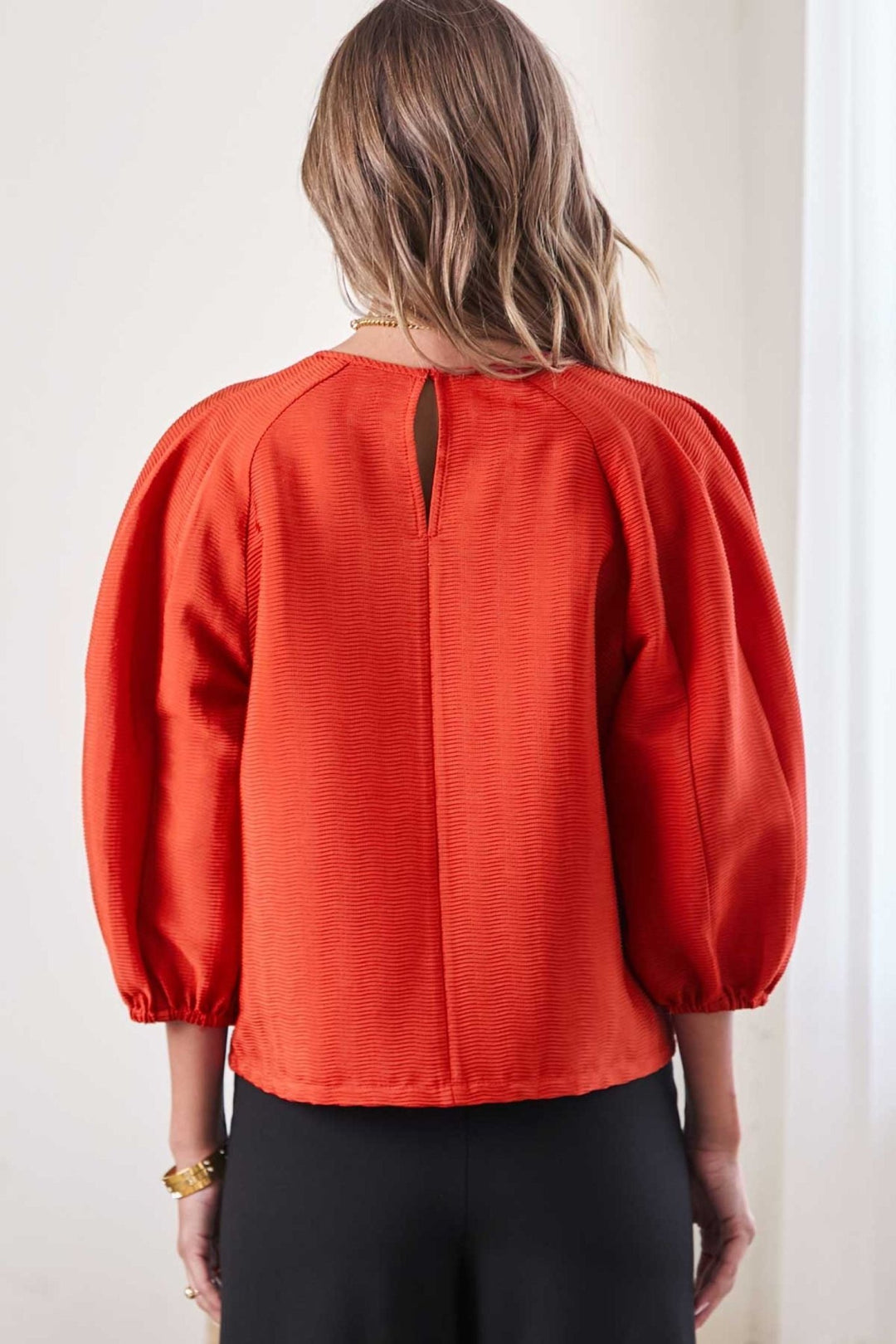 Current Air Round Neck Blouse - Capri by Sunset & Co.
