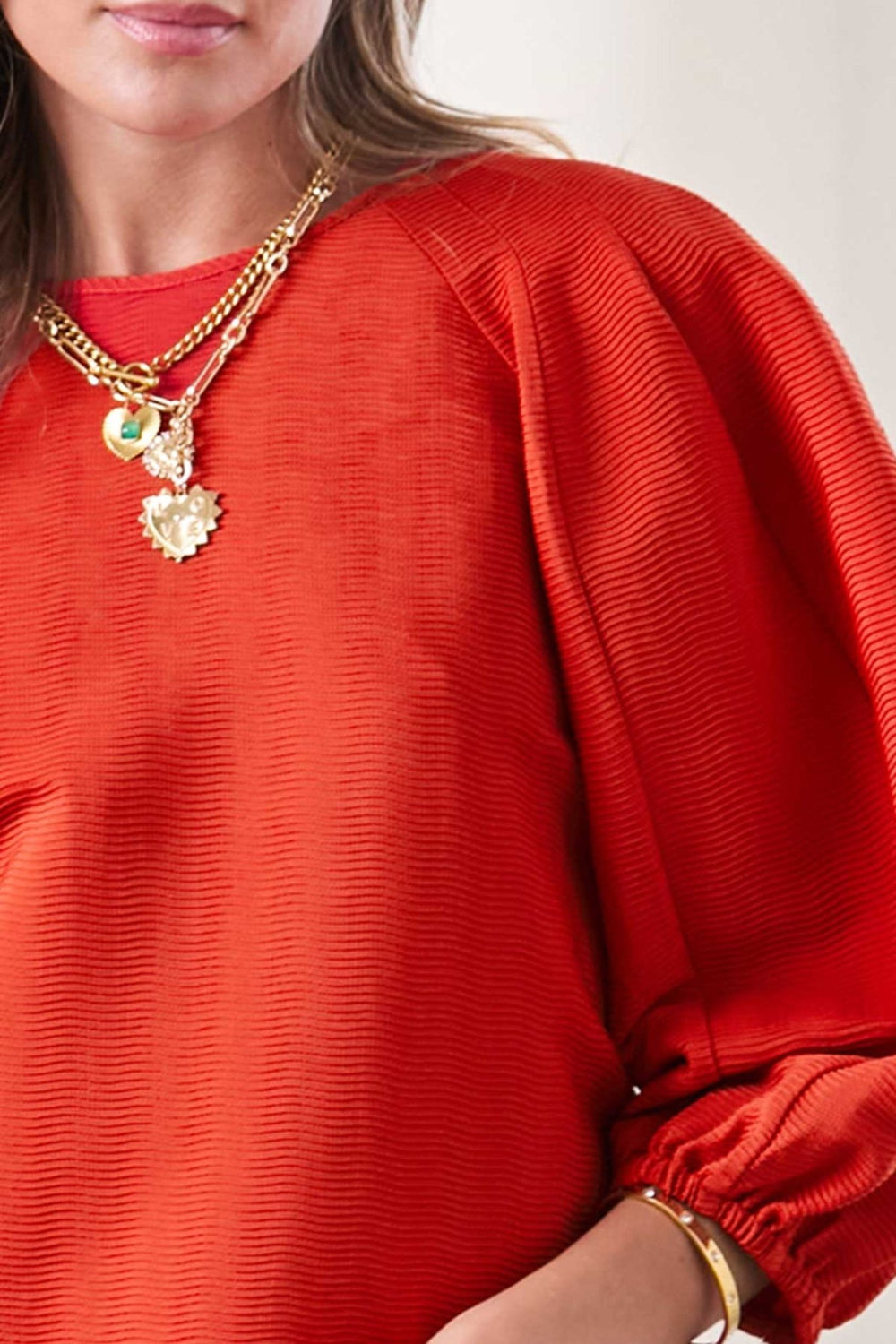 Current Air Round Neck Blouse - Capri by Sunset & Co.