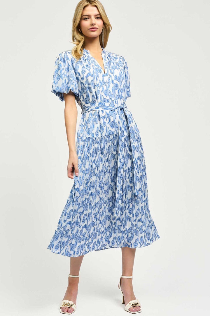 Current Air Puff Sleeve Midi Dress - Capri by Sunset & Co.