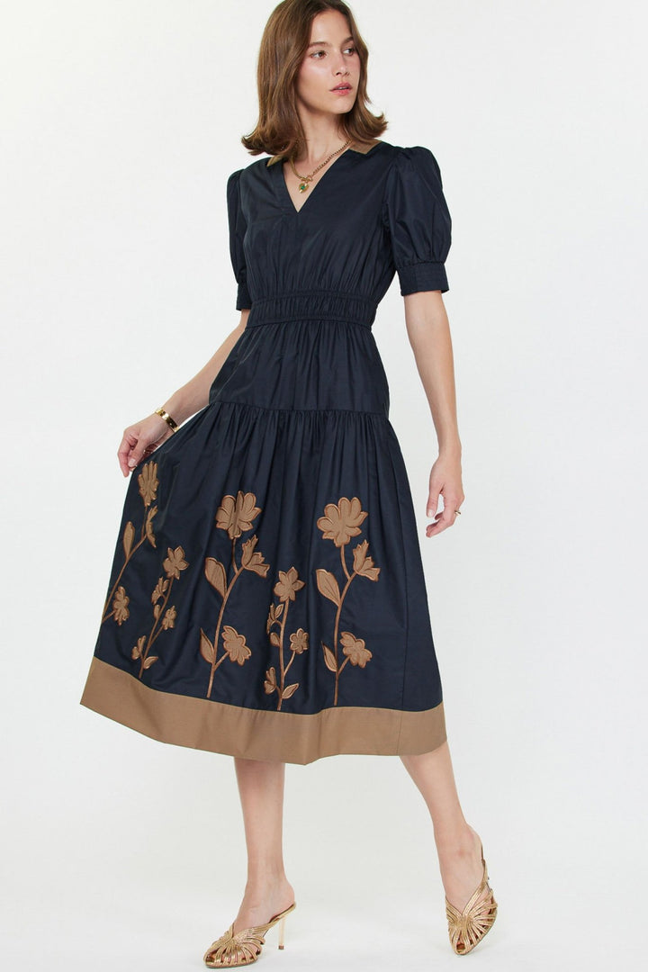 Current Air V Neck Midi Dress - Capri by Sunset & Co.