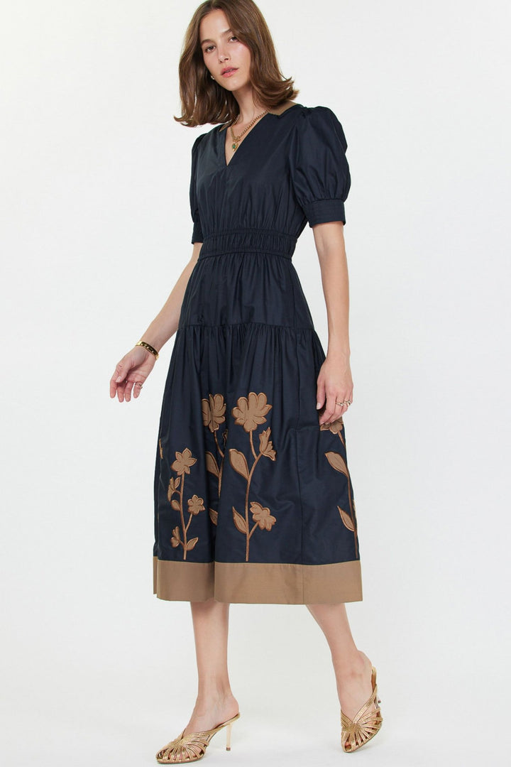 Current Air V Neck Midi Dress - Capri by Sunset & Co.