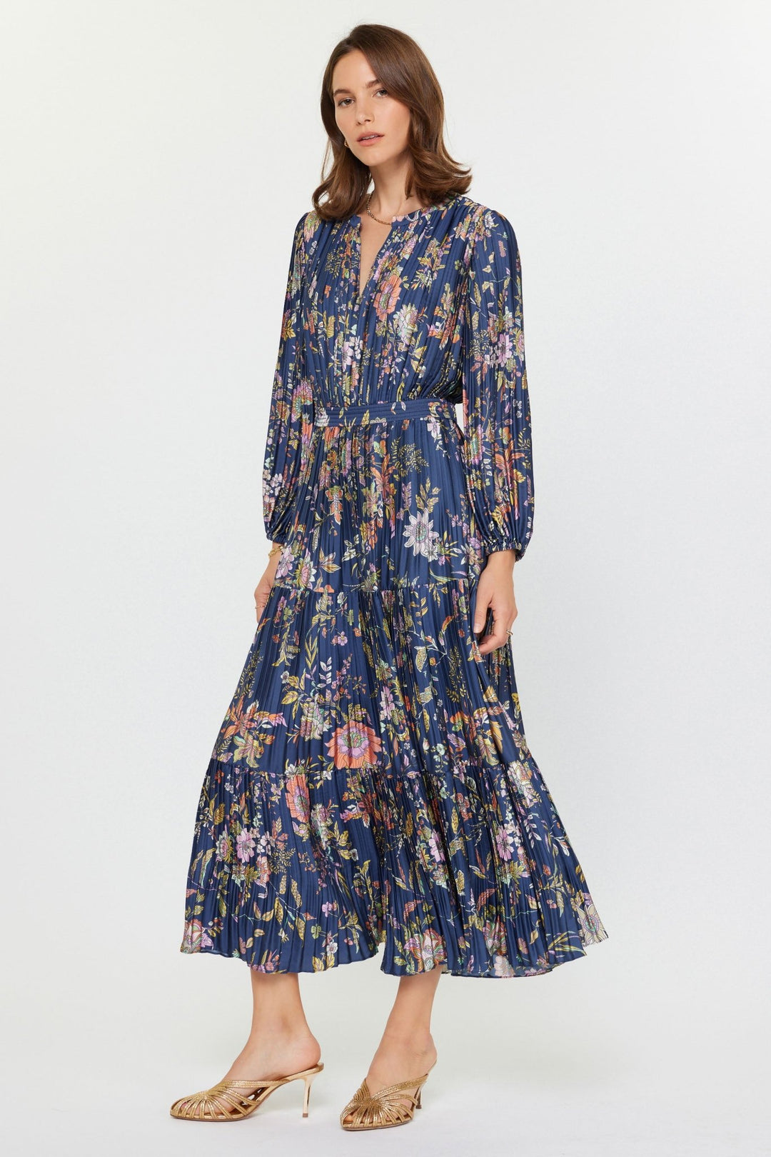 Current Air Floral Pleated Midi Dress - Capri by Sunset & Co.