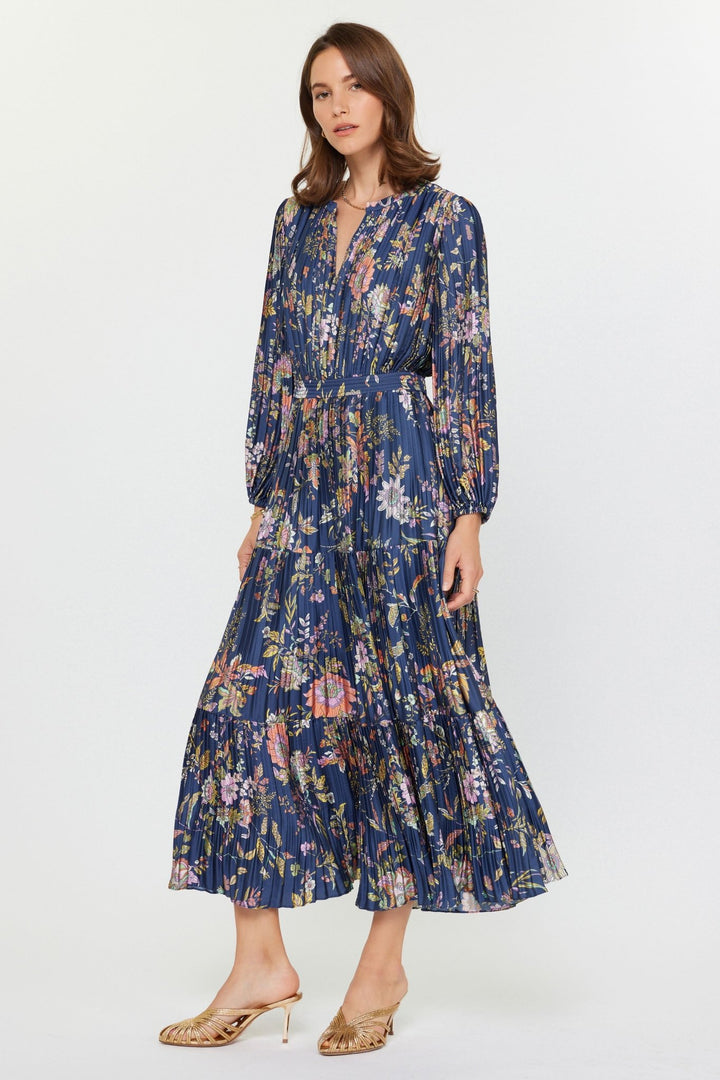 Current Air Floral Pleated Midi Dress - Capri by Sunset & Co.