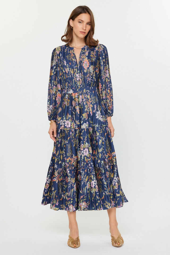 Current Air Floral Pleated Midi Dress - Capri by Sunset & Co.