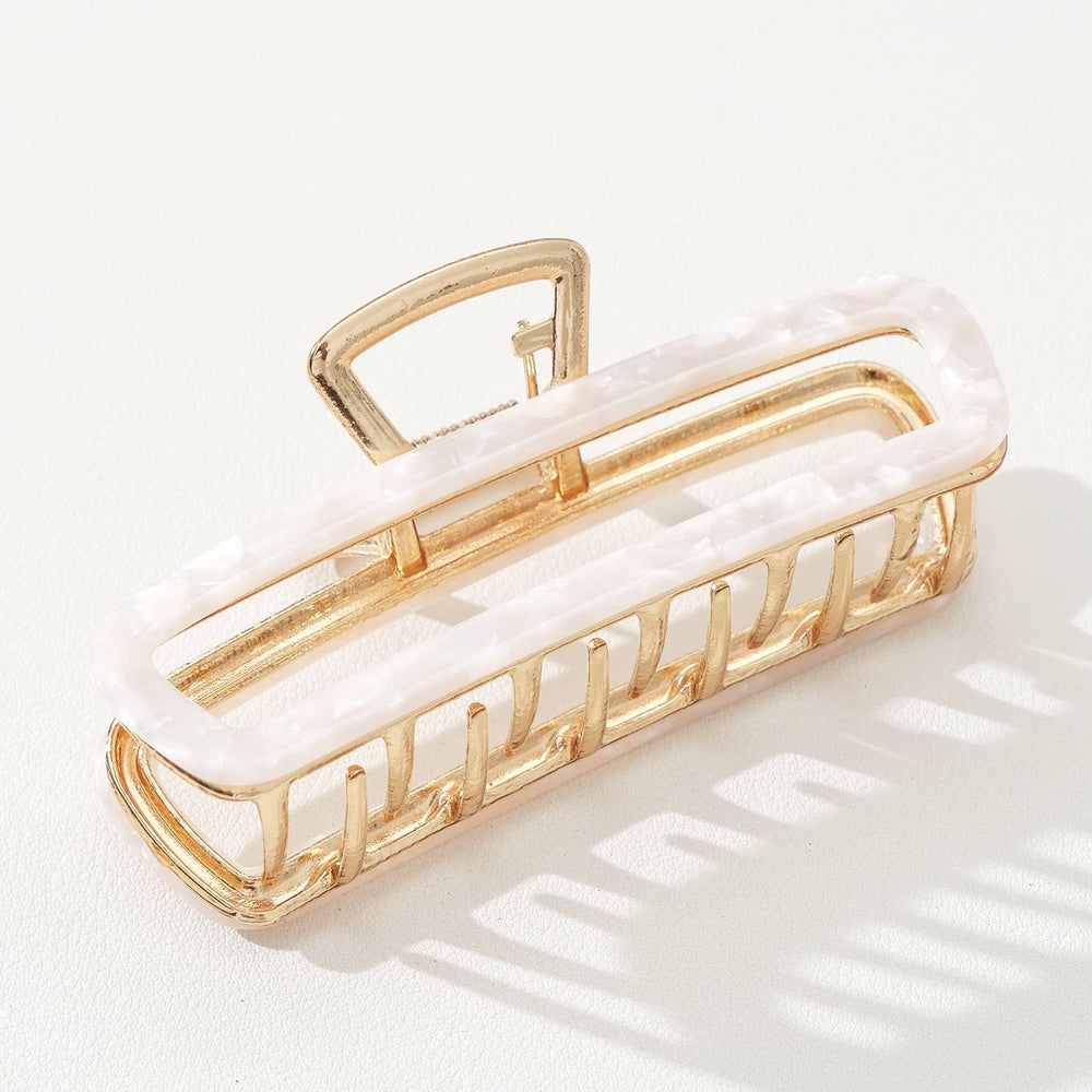 Adorro Harlow Large Rectangle Metal Claw Clip - Capri by Sunset & Co.